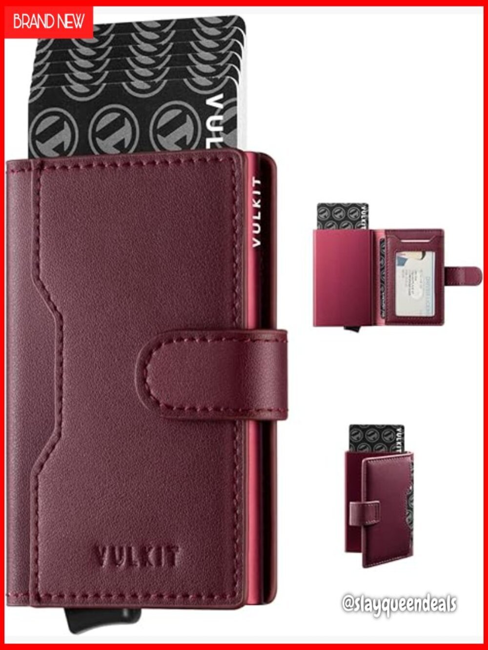 Slim RFID Blocking Pop-Up Wallet Leather Card Holder Metal Case Women